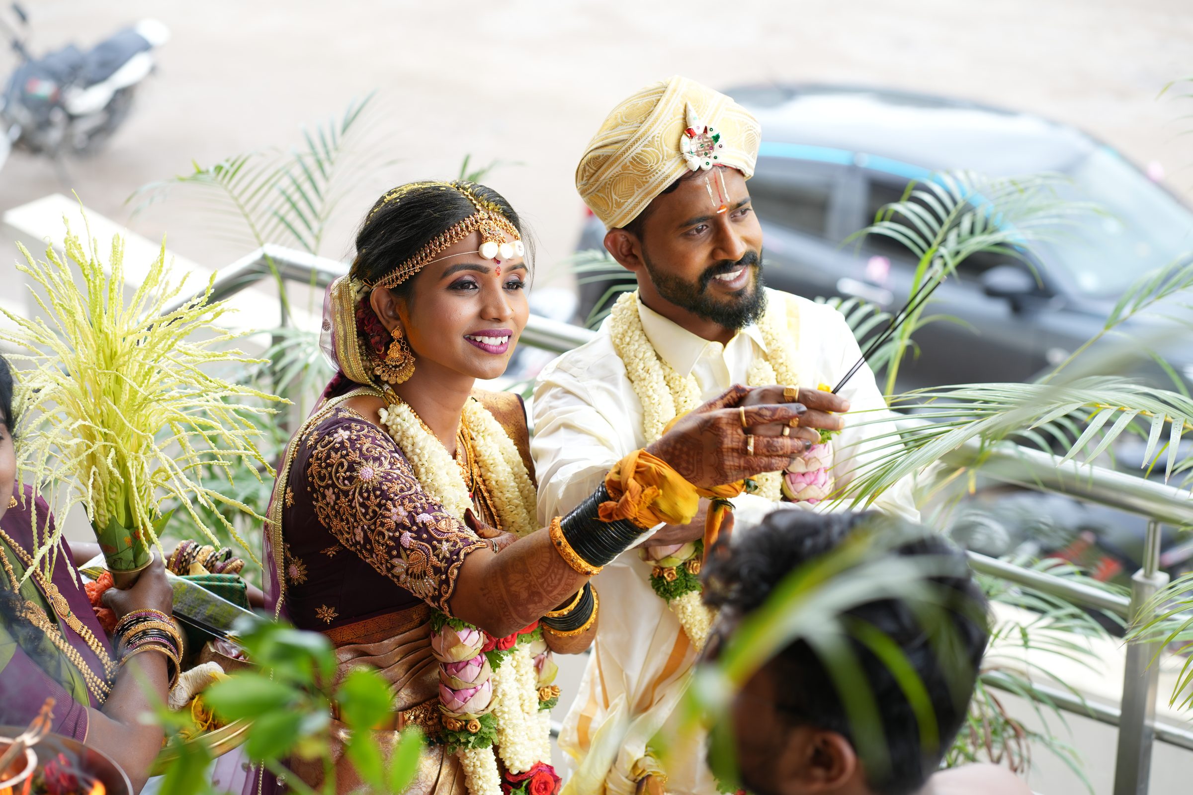 Cinematic wedding film still from a Bangalore wedding by Lumeora Studios